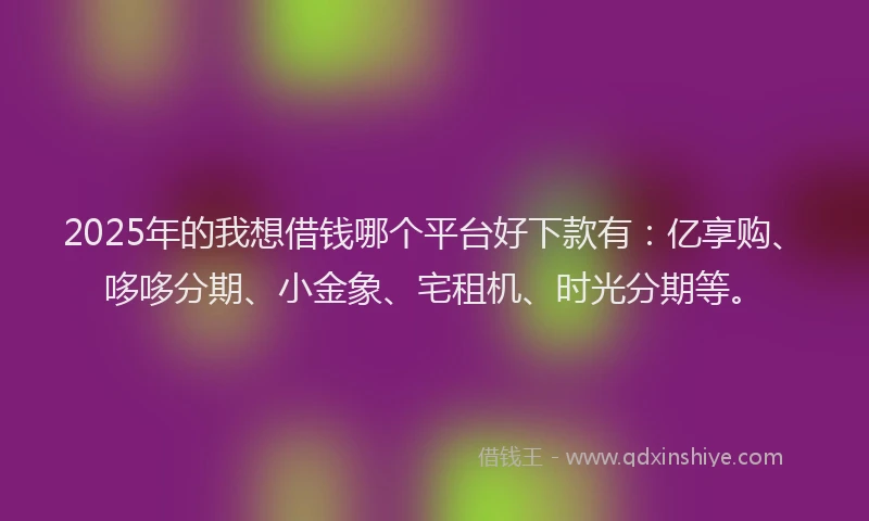 2025年的我想借钱哪个平台好下款有：亿享购、哆哆分期、小金象、宅租机、时光分期等。