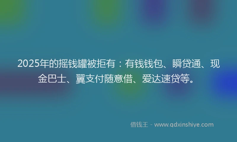 2025年的摇钱罐被拒有：有钱钱包、瞬贷通、现金巴士、翼支付随意借、爱达速贷等。