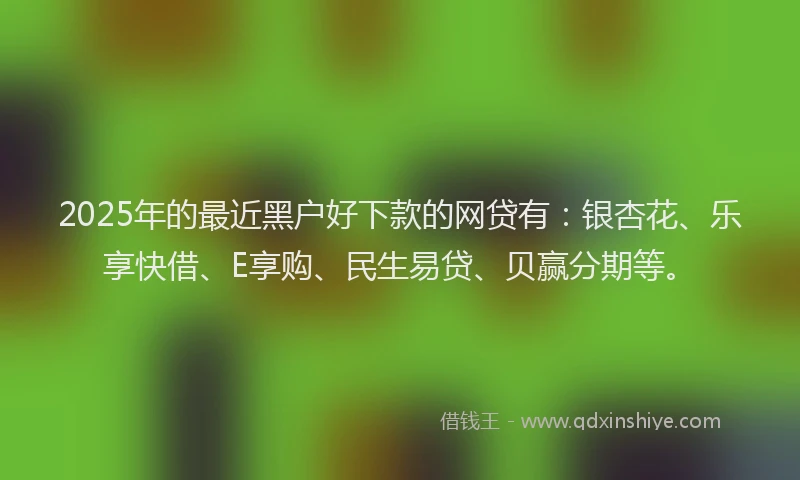 2025年的最近黑户好下款的网贷有：银杏花、乐享快借、E享购、民生易贷、贝赢分期等。