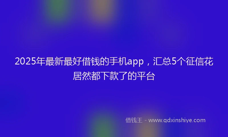 2025年最新最好借钱的手机app，汇总5个征信花居然都下款了的平台