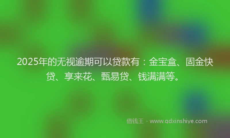 2025年的无视逾期可以贷款有：金宝盒、固金快贷、享来花、甄易贷、钱满满等。