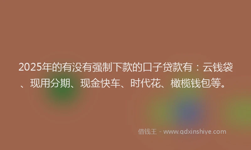 2025年的有没有强制下款的口子贷款有：云钱袋、现用分期、现金快车、时代花、橄榄钱包等。