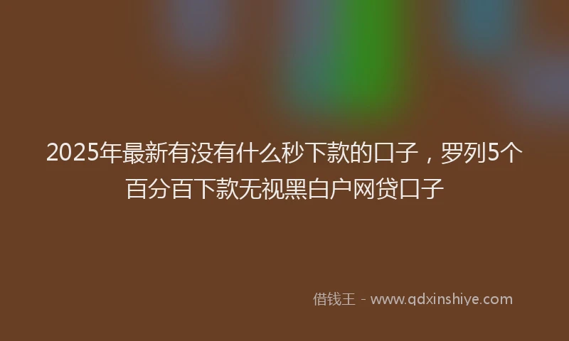 2025年最新有没有什么秒下款的口子，罗列5个百分百下款无视黑白户网贷口子