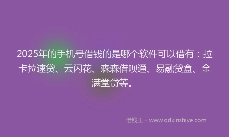 2025年的手机号借钱的是哪个软件可以借有：拉卡拉速贷、云闪花、森森借呗通、易融贷盒、金满堂贷等。