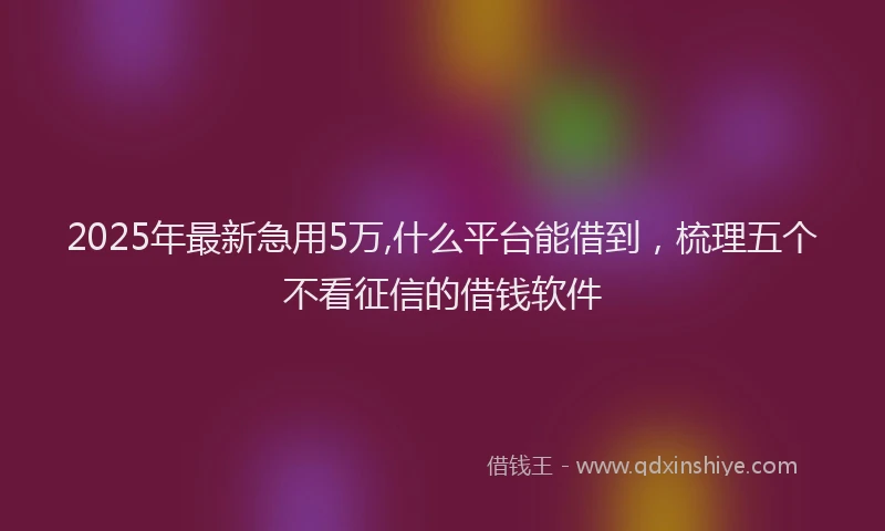 2025年最新急用5万,什么平台能借到，梳理五个不看征信的借钱软件