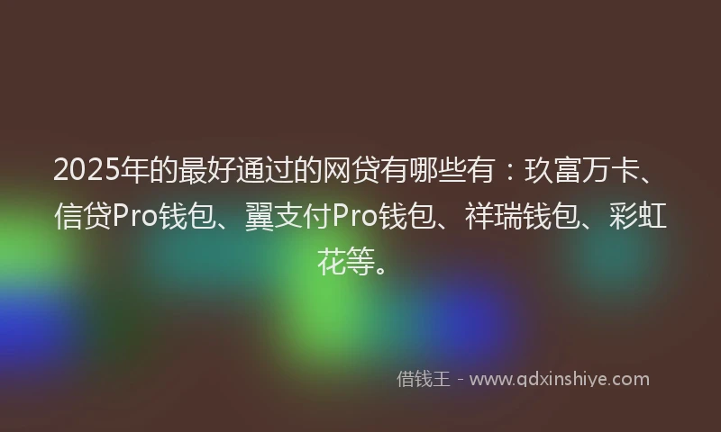 2025年的最好通过的网贷有哪些有：玖富万卡、信贷Pro钱包、翼支付Pro钱包、祥瑞钱包、彩虹花等。
