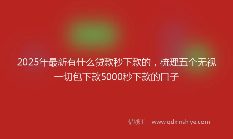 2025年最新有什么贷款秒下款的，梳理五个无视一切包下款5000秒下款的口子