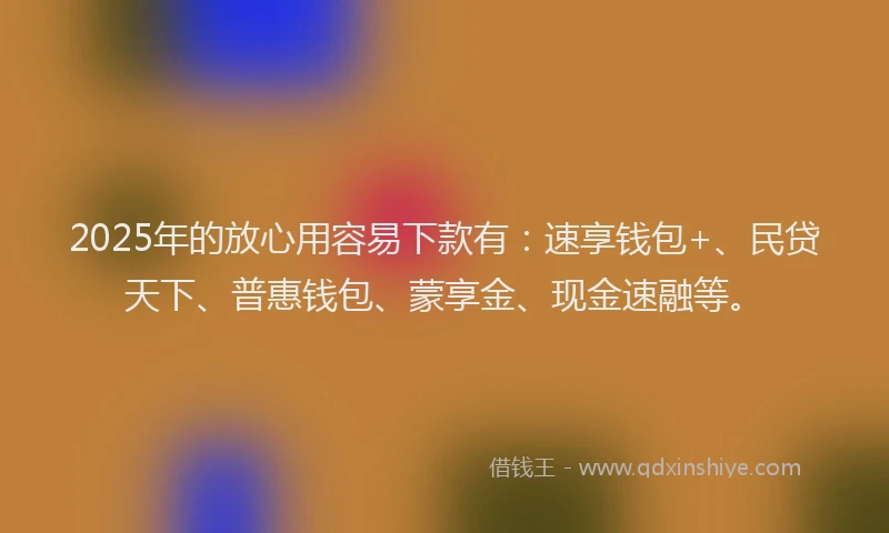 2025年的放心用容易下款有：速享钱包+、民贷天下、普惠钱包、蒙享金、现金速融等。
