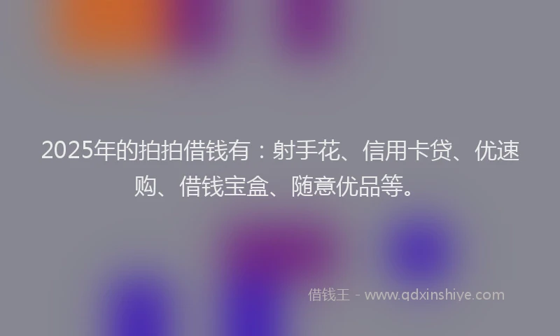 2025年的拍拍借钱有：射手花、信用卡贷、优速购、借钱宝盒、随意优品等。
