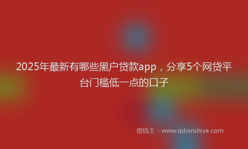 2025年最新有哪些黑户贷款app，分享5个网贷平台门槛低一点的口子