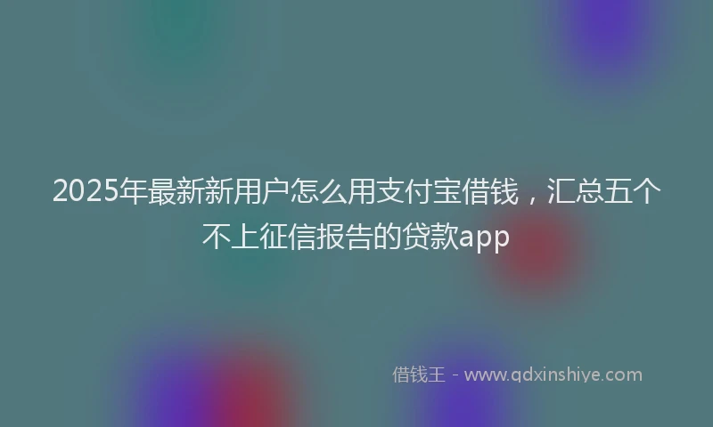 2025年最新新用户怎么用支付宝借钱，汇总五个不上征信报告的贷款app