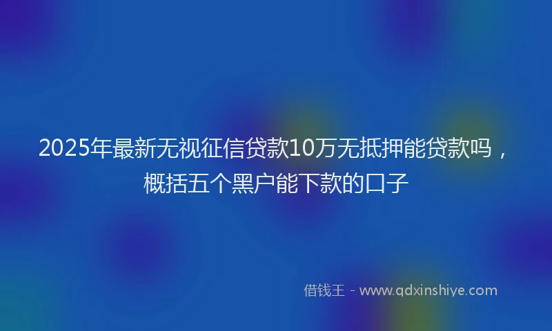 2025年最新无视征信贷款10万无抵押能贷款吗，概括五个黑户能下款的口子