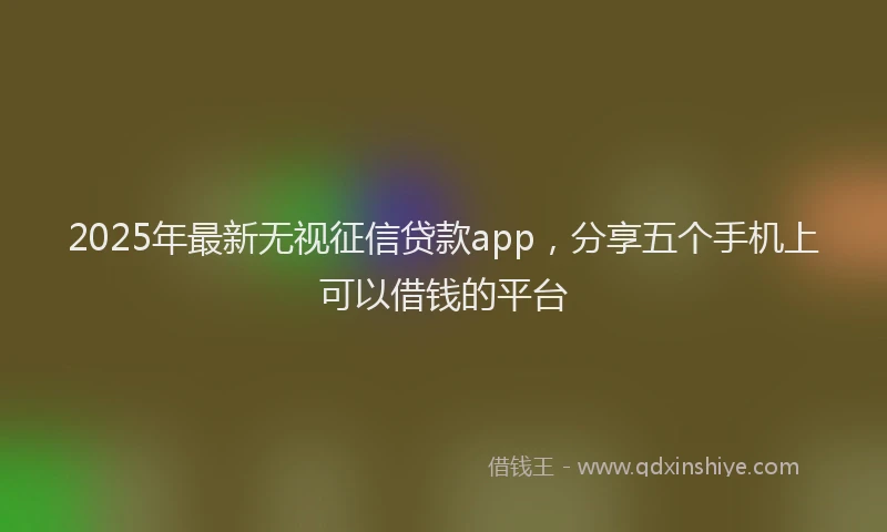 2025年最新无视征信贷款app，分享五个手机上可以借钱的平台