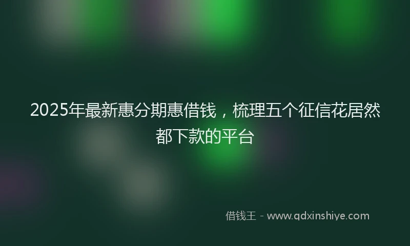 2025年最新惠分期惠借钱，梳理五个征信花居然都下款的平台