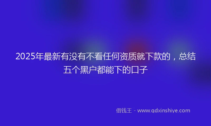 2025年最新有没有不看任何资质就下款的，总结五个黑户都能下的口子