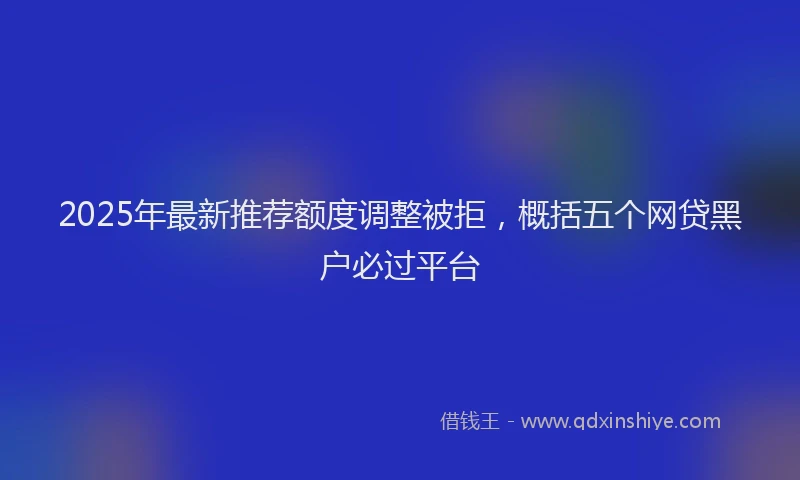 2025年最新推荐额度调整被拒，概括五个网贷黑户必过平台