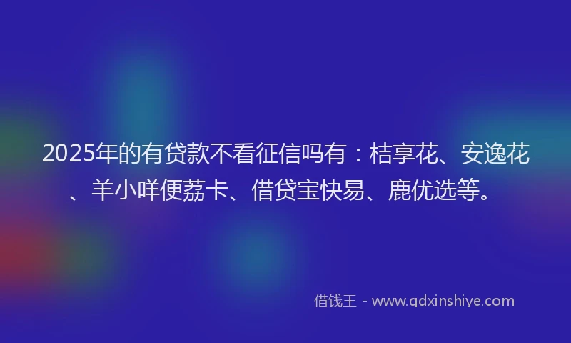 2025年的有贷款不看征信吗有：桔享花、安逸花、羊小咩便荔卡、借贷宝快易、鹿优选等。