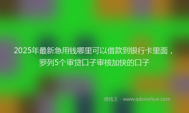 2025年最新急用钱哪里可以借款到银行卡里面，罗列5个审贷口子审核加快的口子