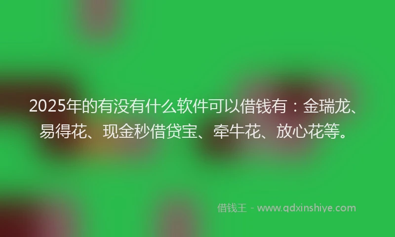 2025年的有没有什么软件可以借钱有：金瑞龙、易得花、现金秒借贷宝、牵牛花、放心花等。
