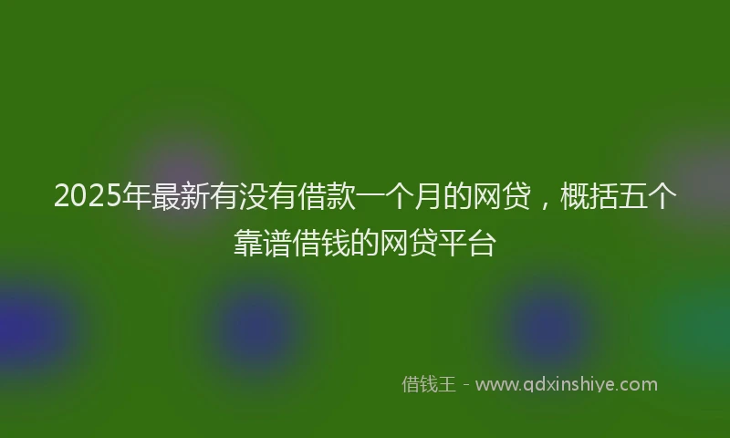 2025年最新有没有借款一个月的网贷，概括五个靠谱借钱的网贷平台