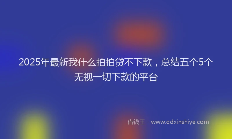 2025年最新我什么拍拍贷不下款，总结五个5个无视一切下款的平台