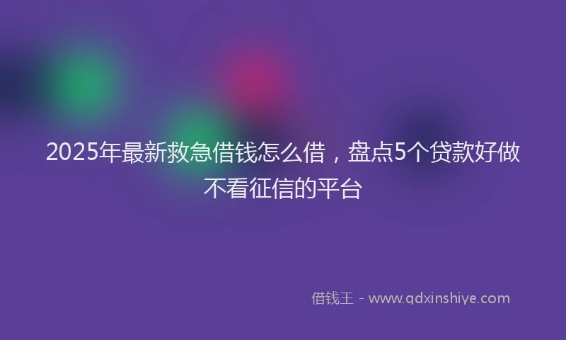 2025年最新救急借钱怎么借，盘点5个贷款好做不看征信的平台