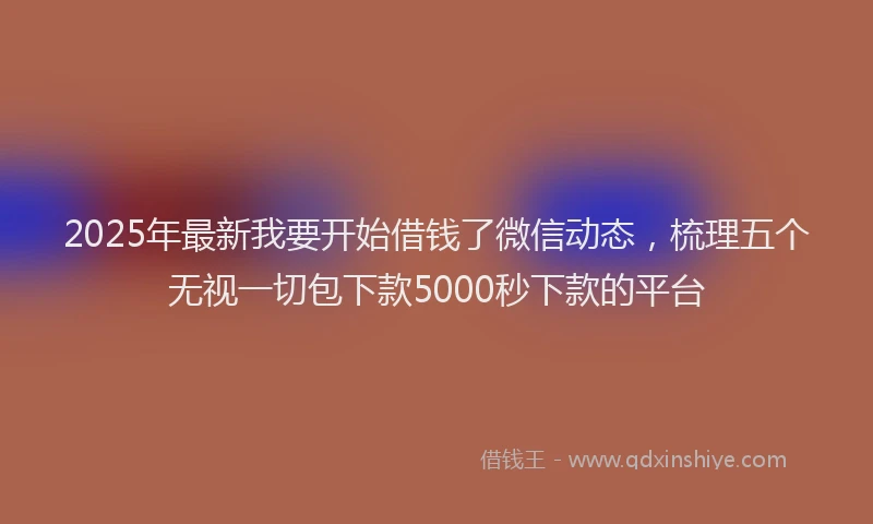 2025年最新我要开始借钱了微信动态，梳理五个无视一切包下款5000秒下款的平台