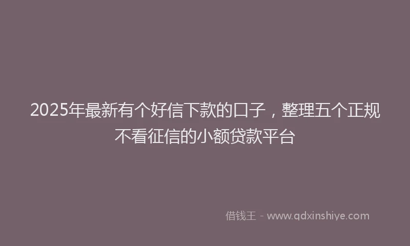 2025年最新有个好信下款的口子，整理五个正规不看征信的小额贷款平台