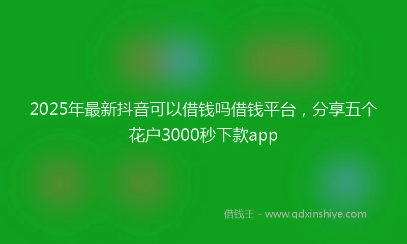2025年最新抖音可以借钱吗借钱平台，分享五个花户3000秒下款app