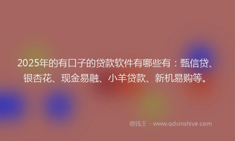2025年的有口子的贷款软件有哪些有：甄信贷、银杏花、现金易融、小羊贷款、新机易购等。
