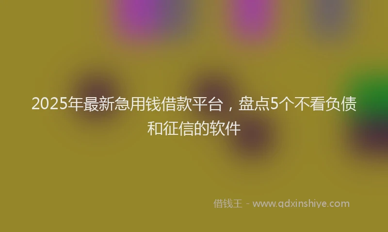 2025年最新急用钱借款平台，盘点5个不看负债和征信的软件