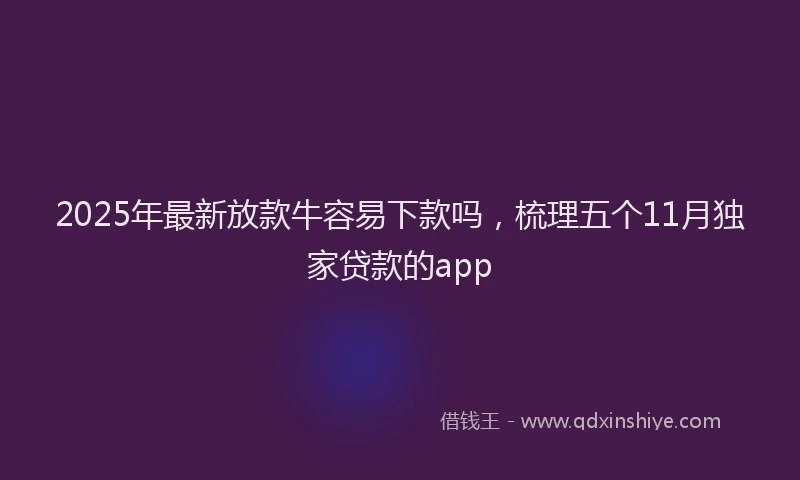 2025年最新放款牛容易下款吗，梳理五个11月独家贷款的app
