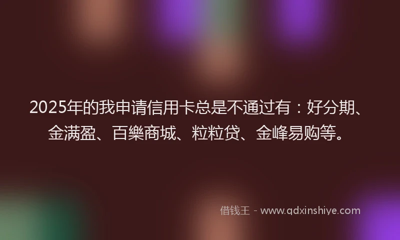 2025年的我申请信用卡总是不通过有：好分期、金满盈、百樂商城、粒粒贷、金峰易购等。