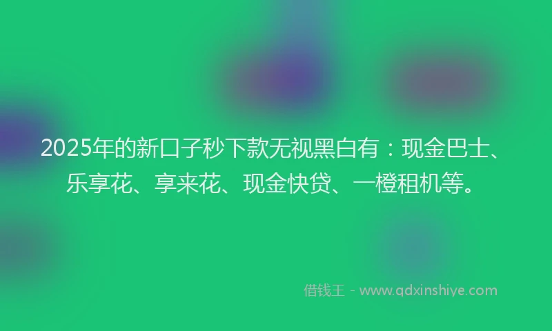 2025年的新口子秒下款无视黑白有：现金巴士、乐享花、享来花、现金快贷、一橙租机等。