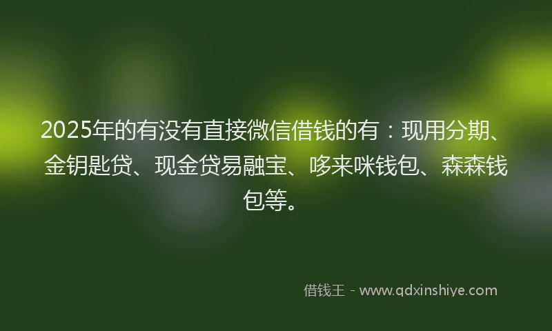 2025年的有没有直接微信借钱的有：现用分期、金钥匙贷、现金贷易融宝、哆来咪钱包、森森钱包等。