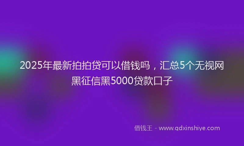 2025年最新拍拍贷可以借钱吗，汇总5个无视网黑征信黑5000贷款口子
