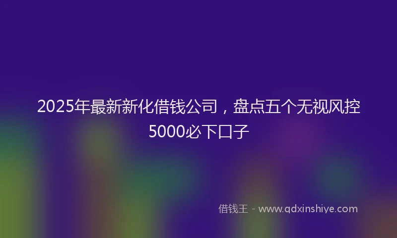 2025年最新新化借钱公司，盘点五个无视风控5000必下口子
