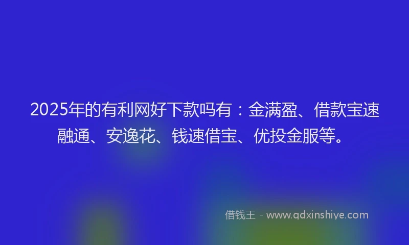2025年的有利网好下款吗有：金满盈、借款宝速融通、安逸花、钱速借宝、优投金服等。
