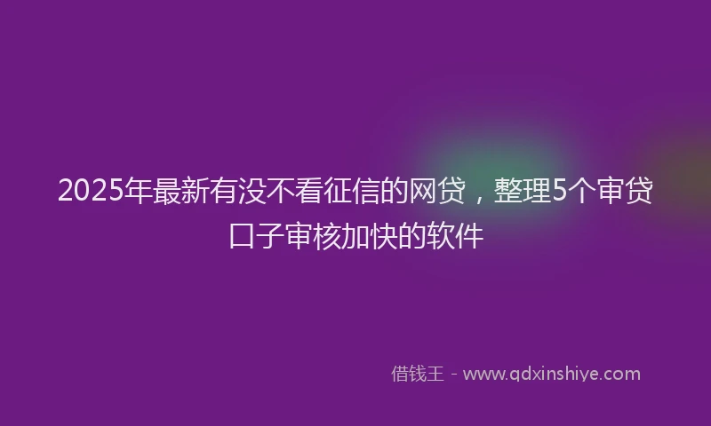 2025年最新有没不看征信的网贷，整理5个审贷口子审核加快的软件