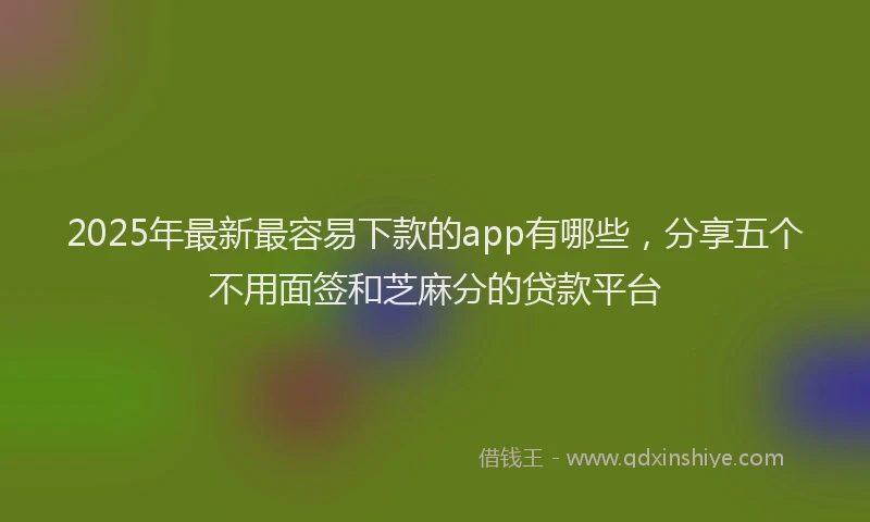 2025年最新最容易下款的app有哪些，分享五个不用面签和芝麻分的贷款平台