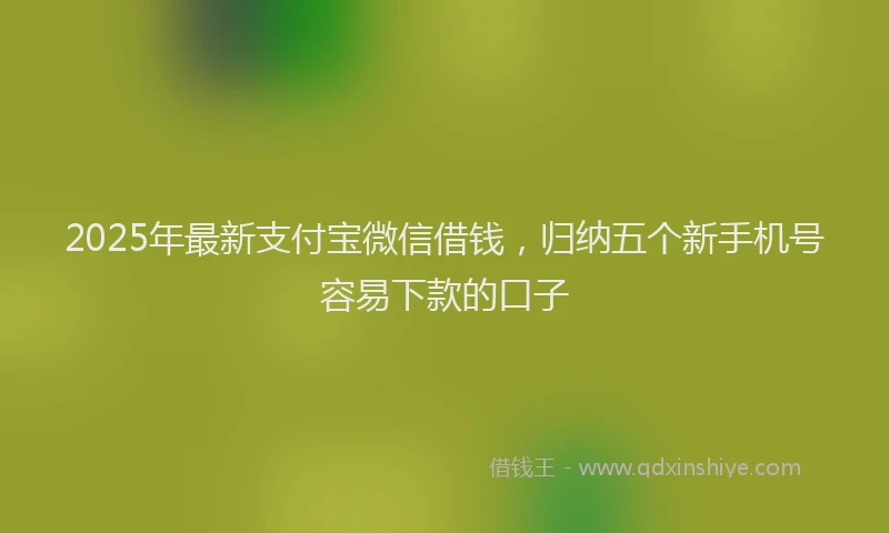 2025年最新支付宝微信借钱，归纳五个新手机号容易下款的口子