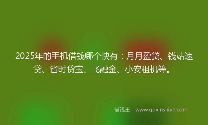 2025年的手机借钱哪个快有：月月盈贷、钱站速贷、省时贷宝、飞融金、小安租机等。