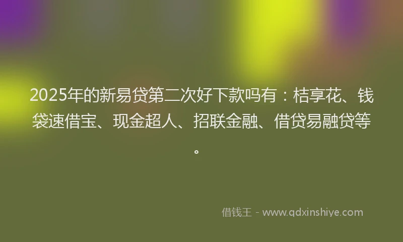 2025年的新易贷第二次好下款吗有：桔享花、钱袋速借宝、现金超人、招联金融、借贷易融贷等。