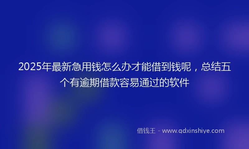 2025年最新急用钱怎么办才能借到钱呢，总结五个有逾期借款容易通过的软件