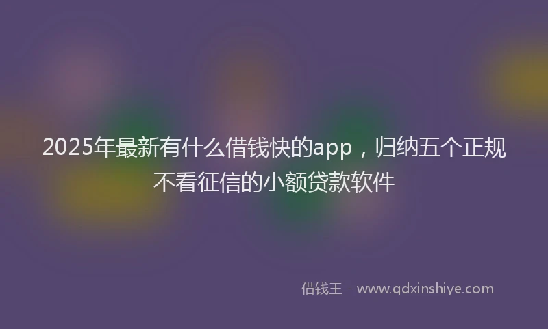 2025年最新有什么借钱快的app，归纳五个正规不看征信的小额贷款软件