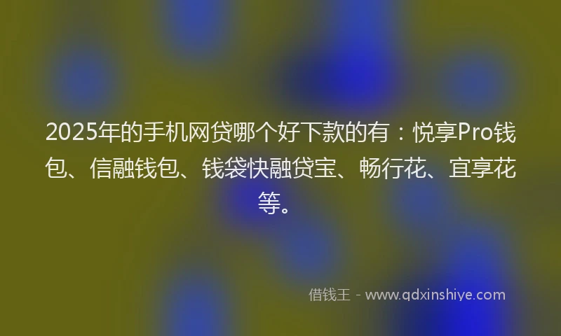 2025年的手机网贷哪个好下款的有：悦享Pro钱包、信融钱包、钱袋快融贷宝、畅行花、宜享花等。