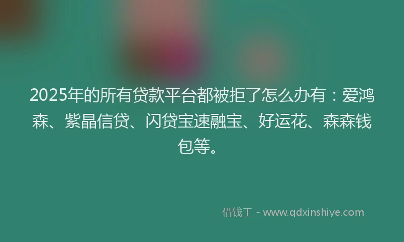 2025年的所有贷款平台都被拒了怎么办有：爱鸿森、紫晶信贷、闪贷宝速融宝、好运花、森森钱包等。