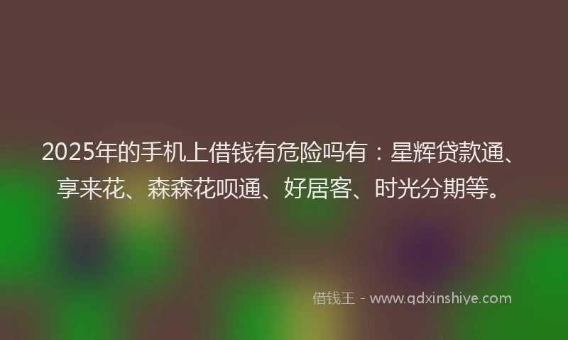 2025年的手机上借钱有危险吗有：星辉贷款通、享来花、森森花呗通、好居客、时光分期等。