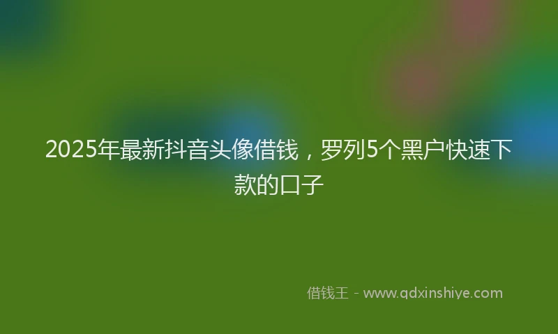 2025年最新抖音头像借钱，罗列5个黑户快速下款的口子