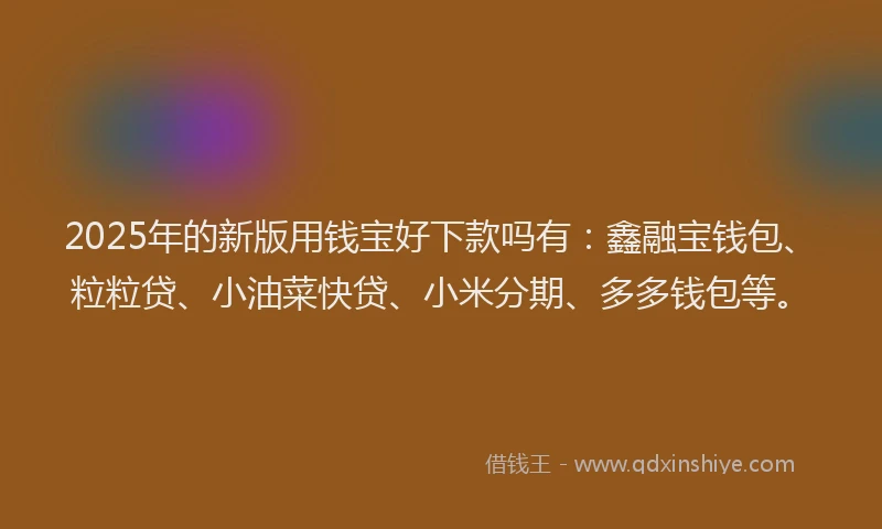 2025年的新版用钱宝好下款吗有：鑫融宝钱包、粒粒贷、小油菜快贷、小米分期、多多钱包等。